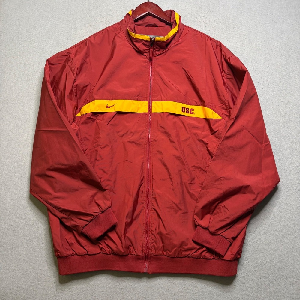 Nike Windbreaker Jacket Mens XXL Red USC Trojans Vintage 90s Full Zip Sportswear